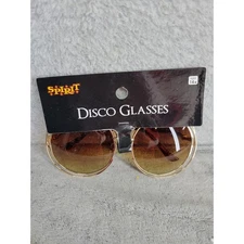 Spirit Disco Glasses Gold Frame Brown Lens Adult Costume Sunglasses