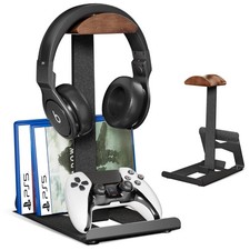 Headphone Stand with Controller Holder, Walnut  Metal Gaming Headset Stand, ...