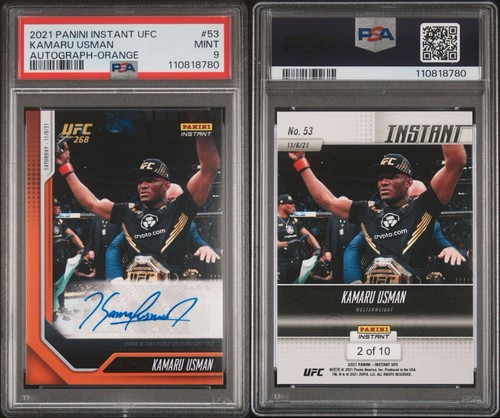 2021 Panini Instant UFC Kamaru Usman Autograph-Orange /10 PSA 9 POP 1 - Picture 3 of 3