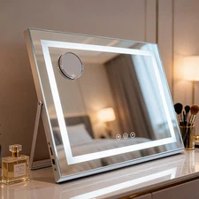 23"*18" Makeup Mirror,Vanity Mirror with lights,Led Mirror For Desk,3 Color