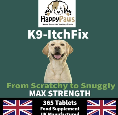 HAPPY PAWS ANTI-ITCH Immunity Stop Dog Scratching Licking Chewing Itchy Skin Ears Paws