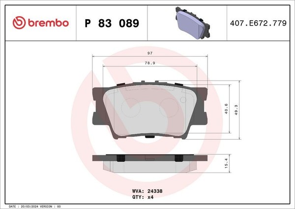 Brembo Bremsbelagsatz, Scheibenbremse P 83 089 FüR Toyota Lexus-image