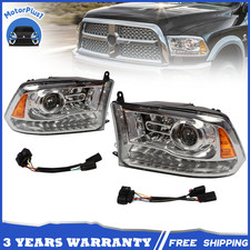 Led Drl Projector Headlights For 2009-2018 Dodge Ram 1500 2500 3500 Chrome