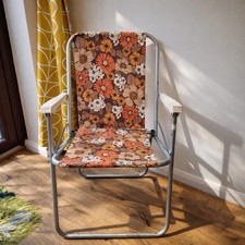 Vintage Floral Folding Deck Chair 70s  Garden Camping Festival Retro Campervan 