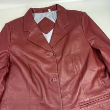 Preston & York 100% Lamb Skin Jacket Womens Sz 3X Red Soft Leather 90’s Glam