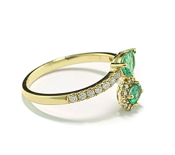 Esmeralda Anillo Brillante 18 Quilates / 750 Oro Amarillo Valor Nuevo - Imagen 3 de 3