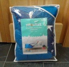 Toddler Seersucker Reversible Comforter Aqua  Blue Stars Pillowfort NEW