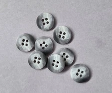 Lot of 10 Dark Grey/Light Grey Matte Finish 4-Hole Buttons 9/16"