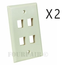 2 Pack Lot Keystone 4 Hole Port Jack Network Wall Face Plate CAT5e CAT6 Almond
