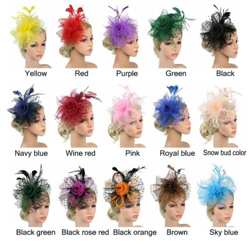 Alice Headband Clip Fascinator Hat Feathers Hair Clip Tea Party Headband - Picture 2 of 28