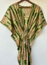 Indian Tiger Printed Kaftan Cotton Hippie Maxi Women Nightwear Caftan Dress