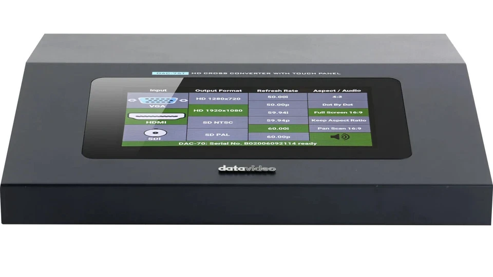Datavideo DAC-75T HD Cross Converter with Touch Panel - Image 2 of 4