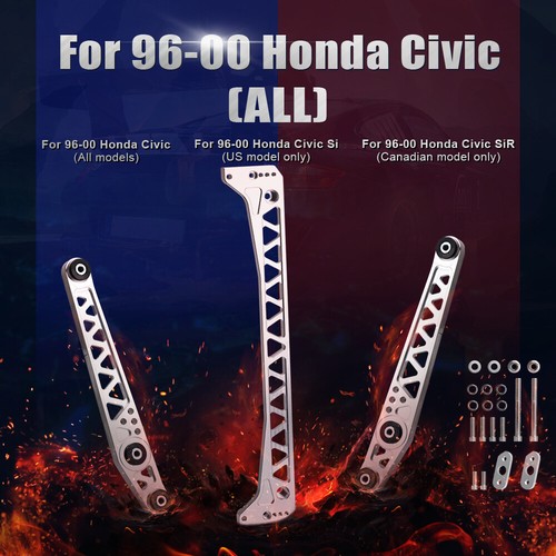 For 96-00 Honda Civic EK Rear Lower Control Arm + Subframe Brace Bar Hatchback - Picture 11 of 12