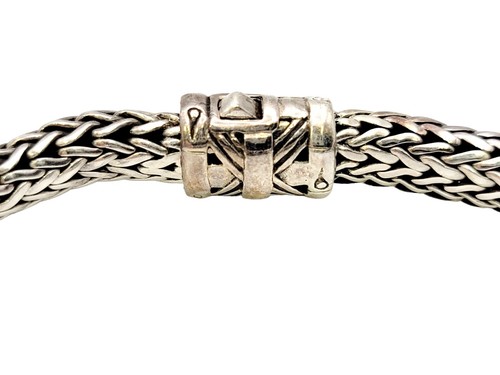 John Hardy Bracelet 6 mm Classic Chain Braided Motif Clasp 925 Silver 7.25" Long - Picture 6 of 12