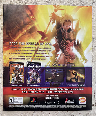 DOT HACK GU PS2 2007 Vintage Print Ad Poster Official RPG Promo Art .hack rare