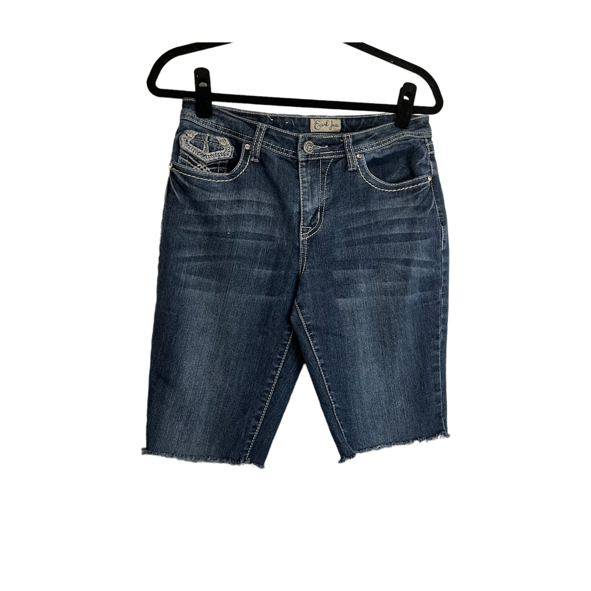 Earl Jean Cut Off Bermuda Shorts Embellished Flap Pocket Mid Rise Womens  Size