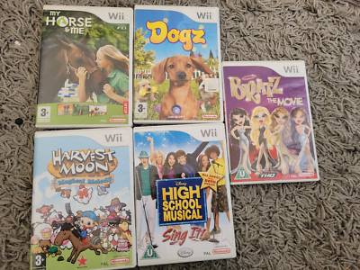 5 x Nintendo Wii Young Female Oriented Games - Bratz - Horse - Dogz - HSMusical