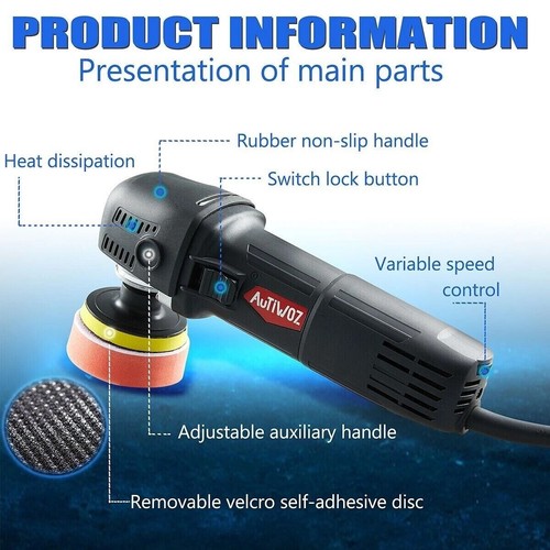 Mini Car Polisher Rotary Buffer Sander Electric Polishing Machine 6 Speeds Pad - Picture 5 of 20