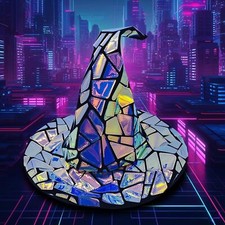 Halloween Christmas Witch Hat Wide Brim Colorful Sequins Wizard Pointed Cap