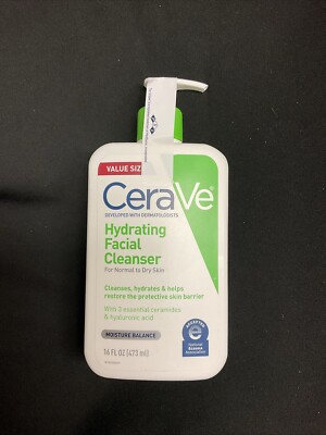 CERAVE Hydrating Facial Cleanser For Normal To Dry Skin 16 Fl. Oz. NEW