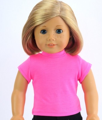 Hot Pink T-Shirt fits American Girl Dolls 18 inch Doll Clothes Short Sleeve