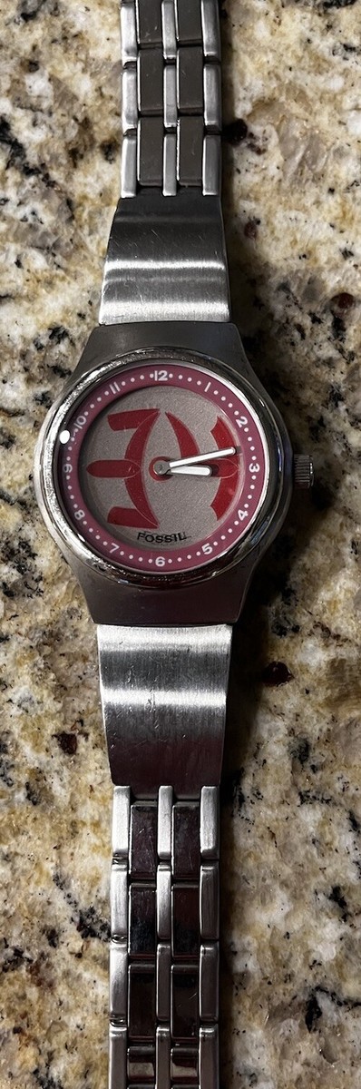 fossil big tic 希少 y2k Rare y2k FOSSIL Big Tic Watch, White w/ Steel Strap, JR-7843