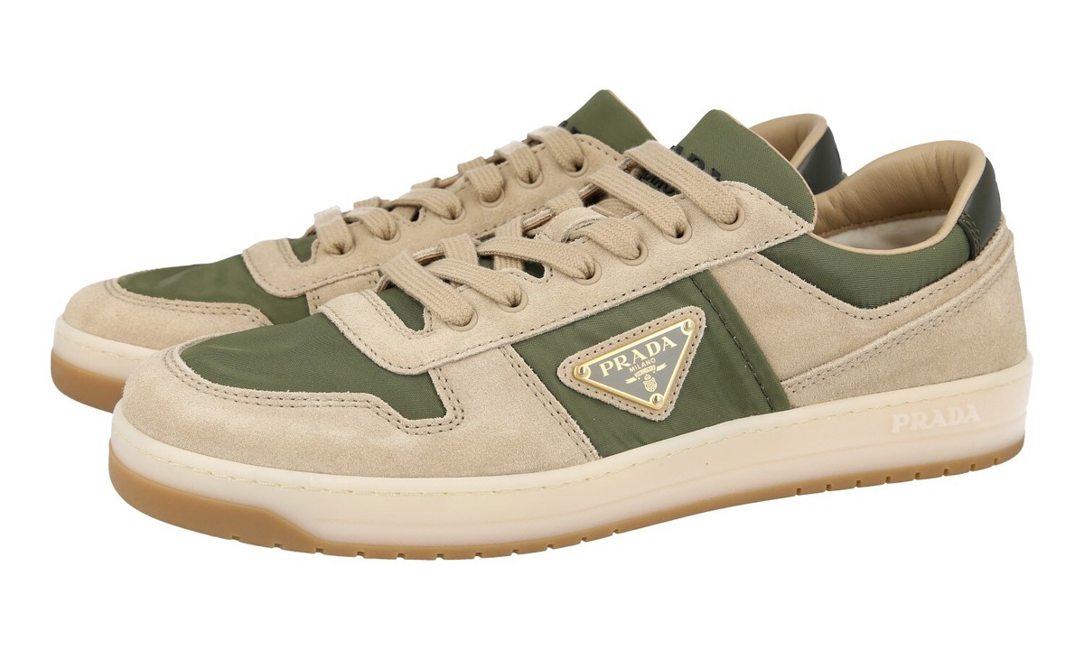 suede prada beige sneakers