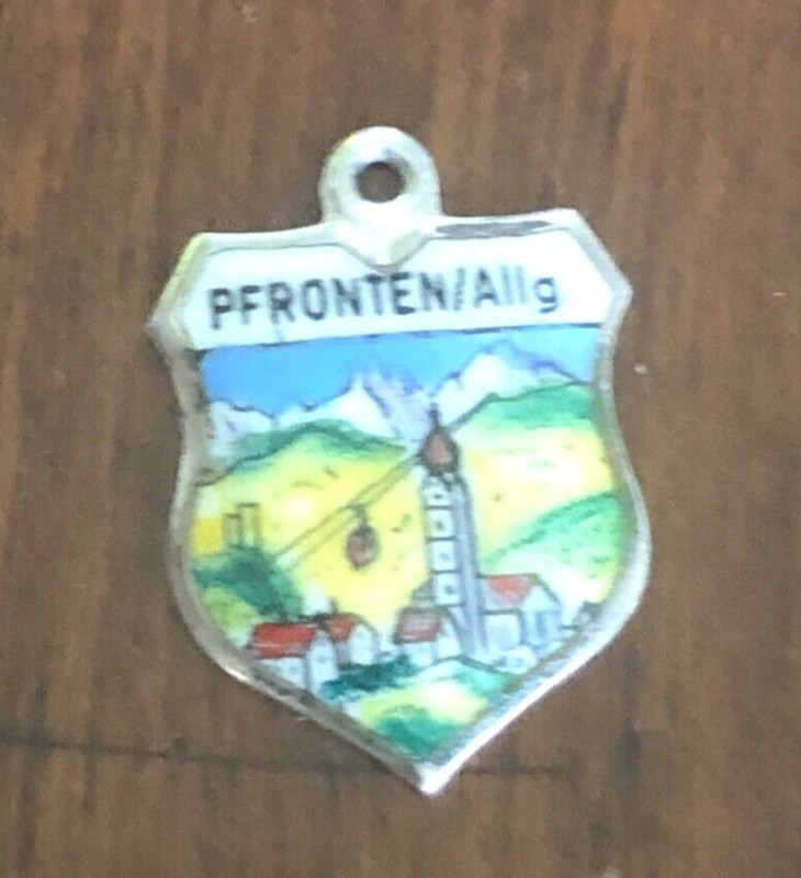 Vintage PFRONTEN / Allg. 800 Silver Enamel Shield Bracelet Charm Alp