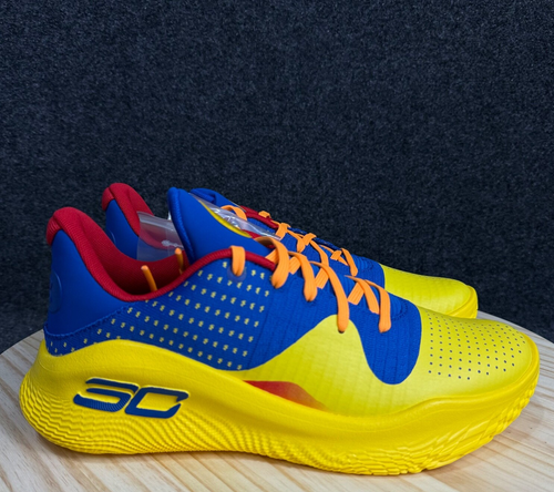 UNDER ARMOUR MENS CURRY 4 LOW FLOTRO BASKET BALL #3026620 400 W Extra Blue Laces