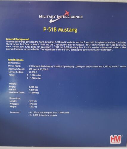 Hobby Master 1:48 HA8508 P-51B Mustang "Ding Hao" - Foto 4 di 7
