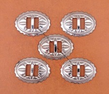 6X Tribal Silver Western Cowboy Hatband Bridle Slotted Leathercraft Oval Concho