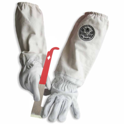 Cotton & Sheepskin Beekeeping XXLarge Gloves w/ J-Hook Hive Tool GL-GLV-JHK-XXLG