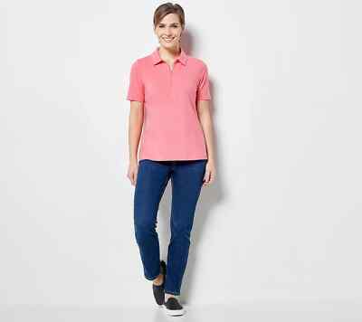 Denim & Co. Essentials Half-Zip Polo Short-Sleeve Top Navy