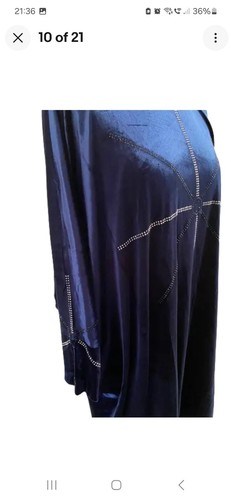Quality Ladies Premium Velvet Butterfly Frasha Abaya Diamante Navy Blue Size 56 - Picture 4 of 5
