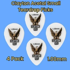 Clayton Acetal Small Teardrop Guitar Picks 1.00mm 4 Picks