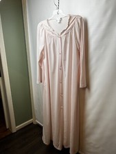 VTG ShadowLine Women's Nightgown Light Pink Button Front Sz M 100 Nylon NICE 
