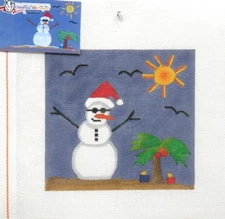 Denise DeRusha Children's Art Project Snowman Handpainted Needlepoint Canvas