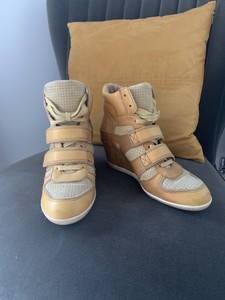 tan wedge trainers