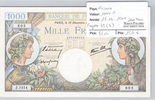 BILLET FRANCE - 1000 FRANCS - 19.12.1940 - FAYETTE 39(3) - J.1414 - N°805