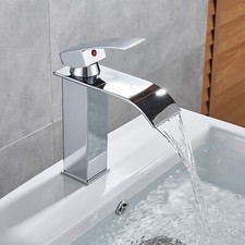Miscelatore rubinetto bagno lavabo cromato monocomando cascata lavello ottone