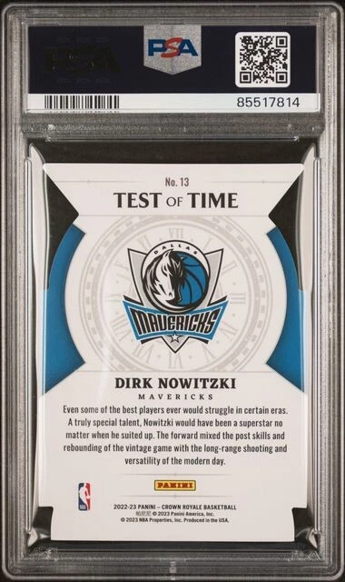 2022 Panini Crown Royale Test of Time 13 Dirk Nowitzki Asia Silver /18 PSA 10 - Image 3 of 3