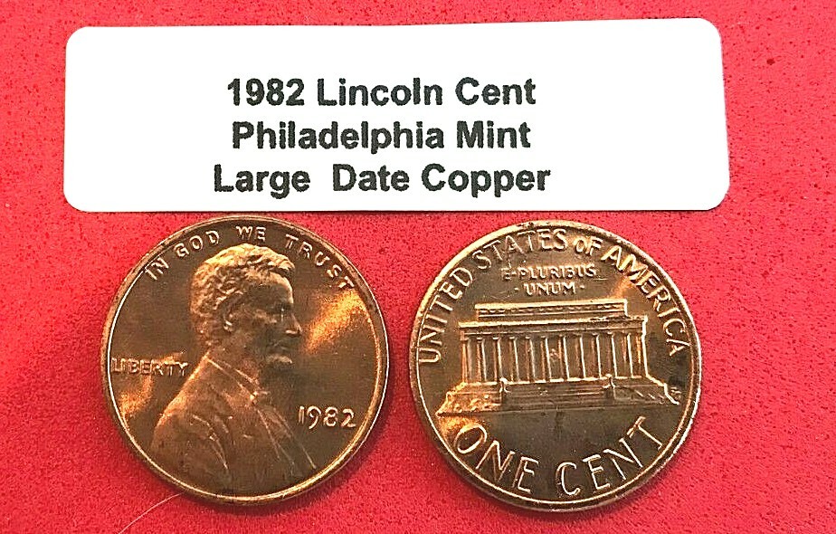 1982 P LINCOLN CENT - LARGE DATE COPPER - HAND PICKED GEM RED