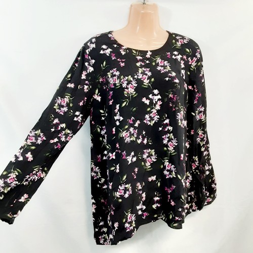 Top blusa donna J. Jill casual a strati taglia MP nero floreale orlo asimmetrico - Foto 5 di 15