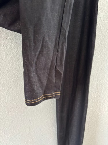 LOT of 2! NWT New Mix Dark Blue Denim /Yellow Stitching Elastic Waist Legging OS - Picture 5 of 14