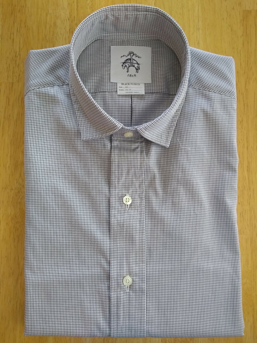 NWOT Brooks Brothers Black Fleece White Green Check Spread
