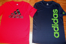 Set of 2- ADIDAS Dry-Fit T-Shirts Boys/Youth M, L Big adidas logo Excellent Mint