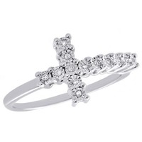 925 Sterlingsilber Modischer Kleiner Set Diamant Sideways Kreuz Ring Versprechen