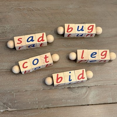 Montessori Phonetic Reading Blocks, Reading Educational Toy Set Of 5 Homeschool