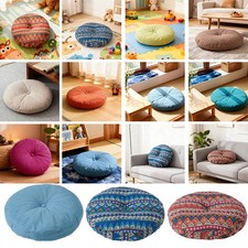 40cm Round Tatami Floor Pillow Washable Linen Cushion for Seating Meditation
