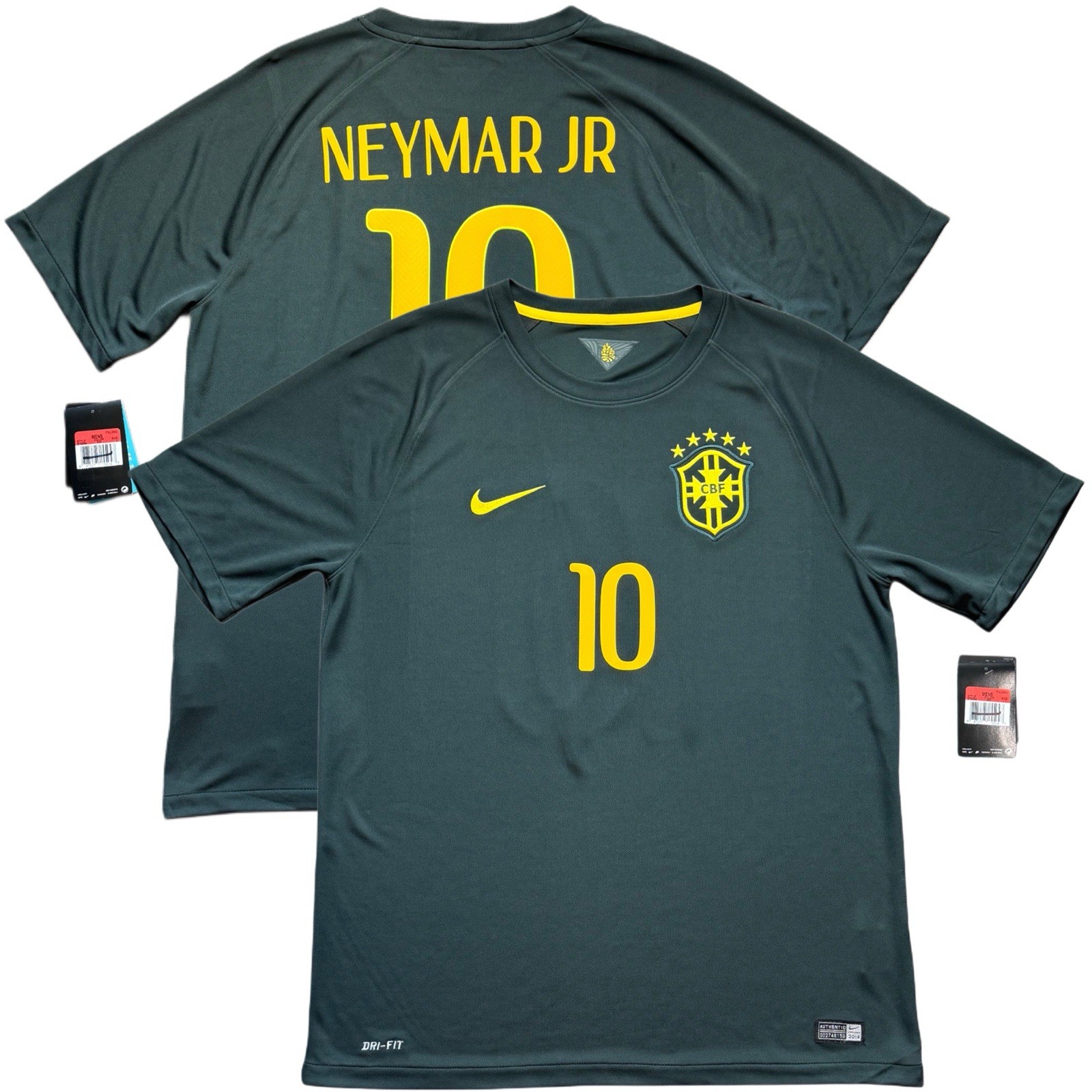 2014 Brazil Third Jersey #10 Neymar JR Large Nike Soccer World Cup kit